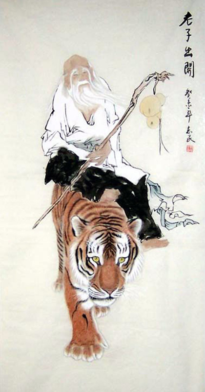 Laotse reitend auf Tiger